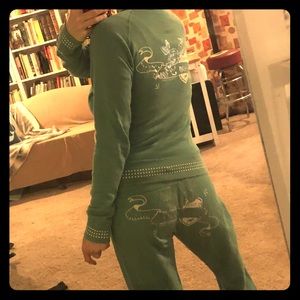 VS Love Pink Green Track Suit Sweat Suit